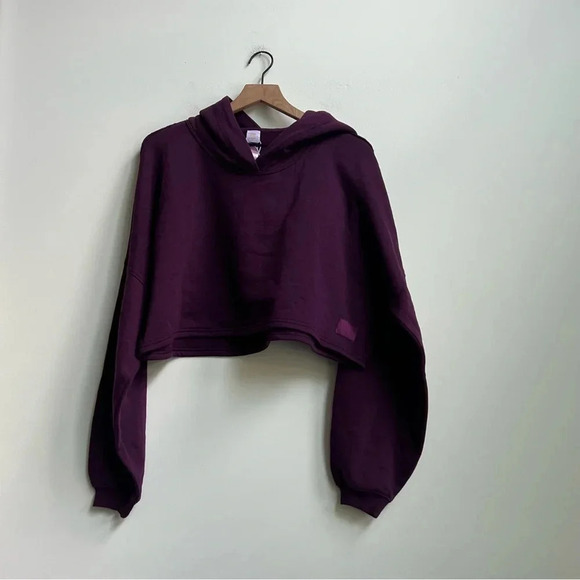 NEW Savage X Fenty Essential Fleece Scope Logo Cropped Hoodie Late night Purple - Picture 4 of 13